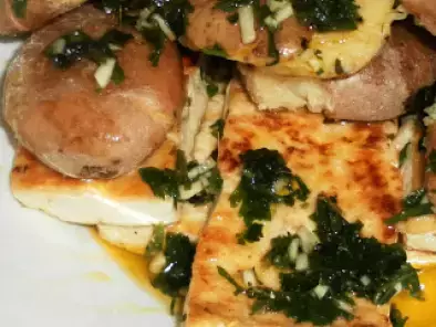 Receita Tofu à lagareiro com batatas a murro de microondas - vegana