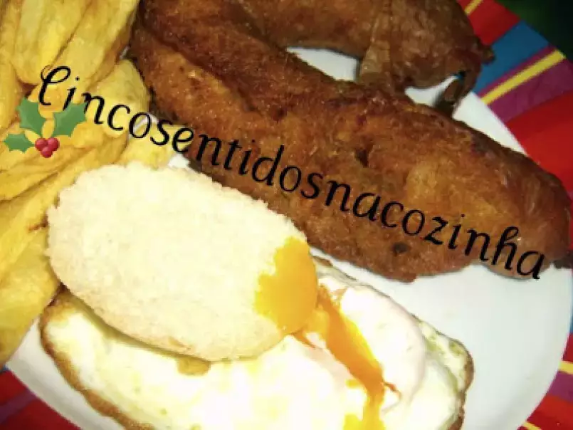 Alheiras no forno com ovo e batata frita - foto 4
