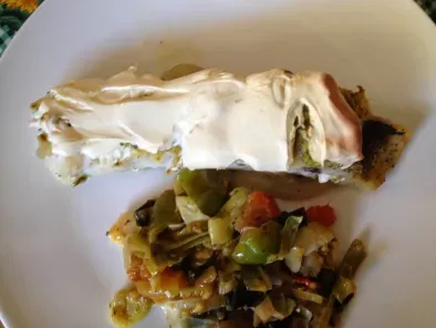 Bacalhau no forno com maionesse com legumes salteados - foto 2