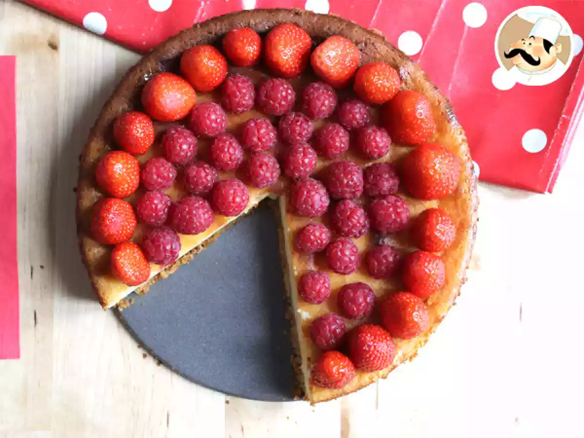 Cheesecake de morangos e framboesas