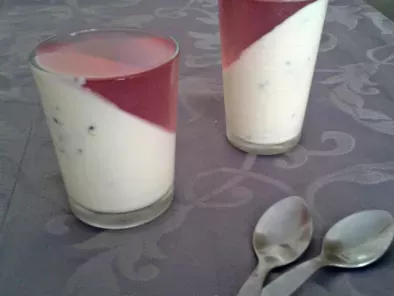 Panna cotta de iogurte grego com gelatina de maracujá
