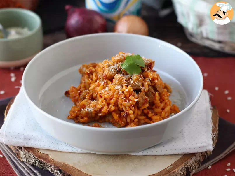 Risotto Alla 'Nduja, o arroz com linguiça e salame italiano - foto 2