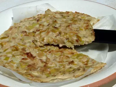 Tortilha de alho francês, quinoa e leite de avelã (sem lácteos, sem gluten)