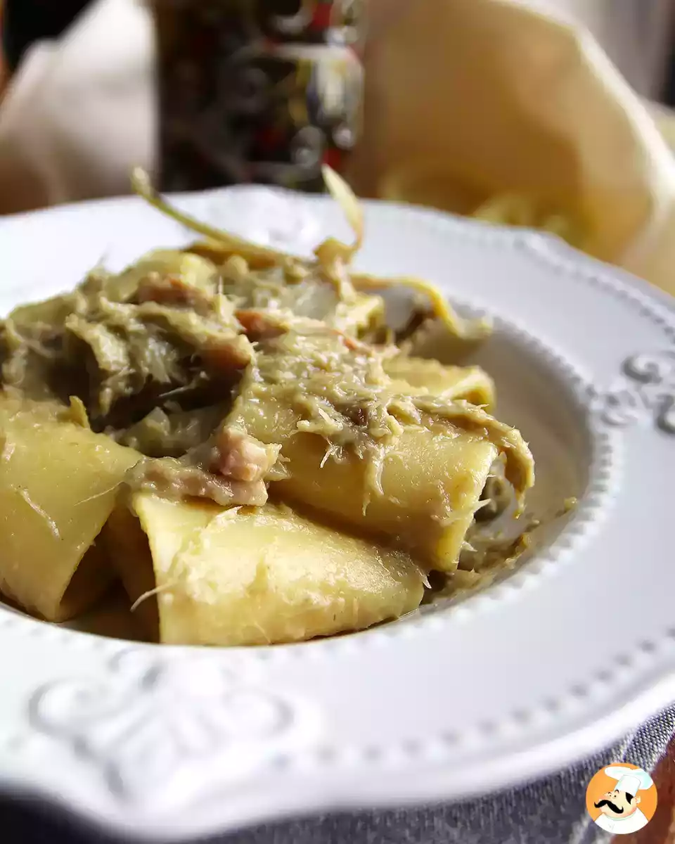 2. Massa com alcachofra e bacon (ou pancetta?