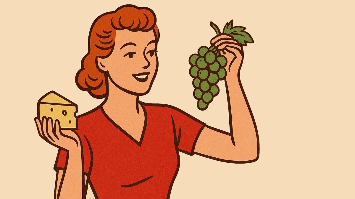 Uvas com queijo têm o sabor de um beijo