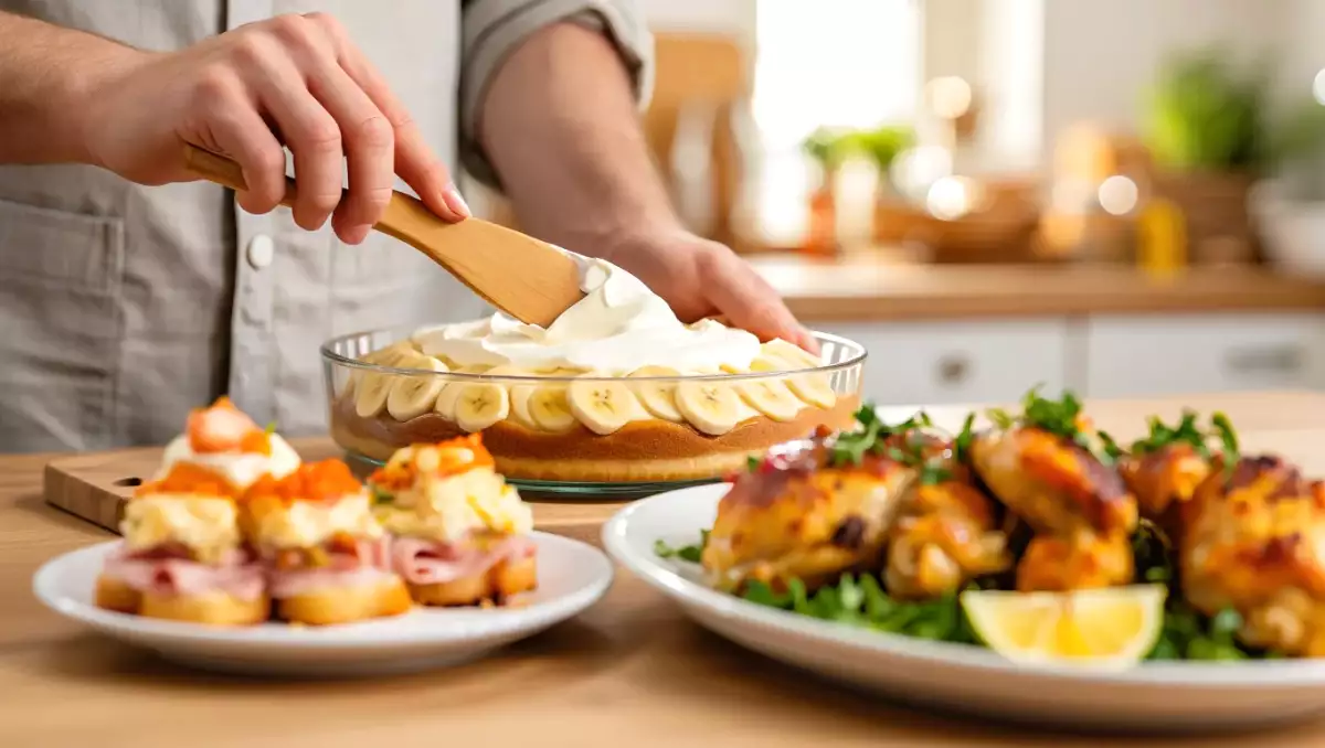 Menu diário, 17 de julho: torta fria de pão de forma, frango assado com limão siciliano e torta de banana especial