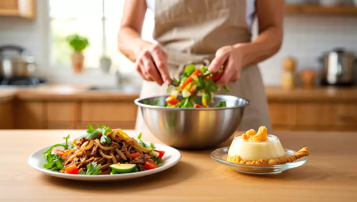 Menu do dia, 6 de agosto: salada magnífica de verão, carne desfiada e doce de natas