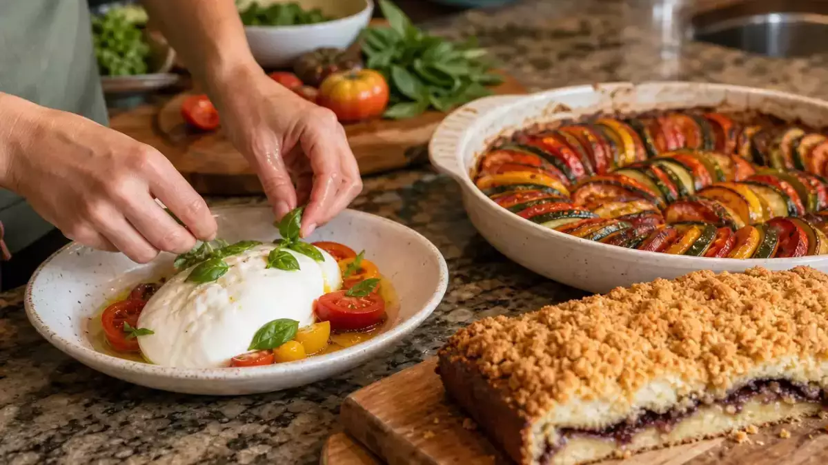 Menu diário, 3 de setembro: burrata caseira, ratatouille e cuca recheada