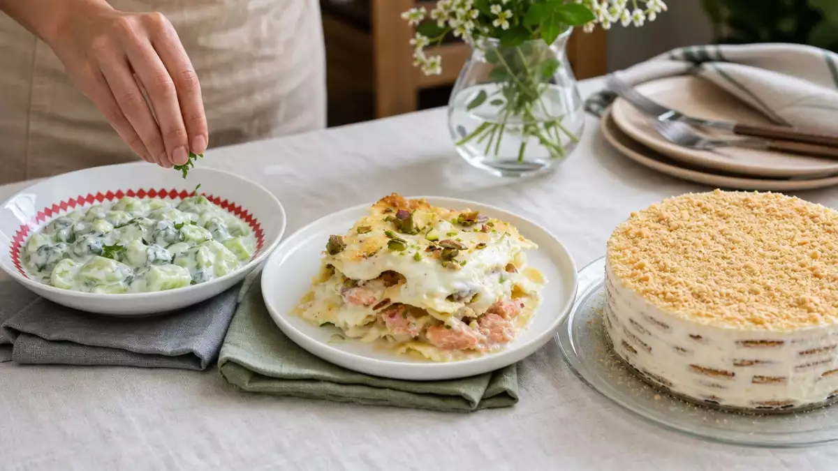 Menu diário, 18 de setembro: salada refrescante, lasanha sofisticada e bolo de bolacha irresistível