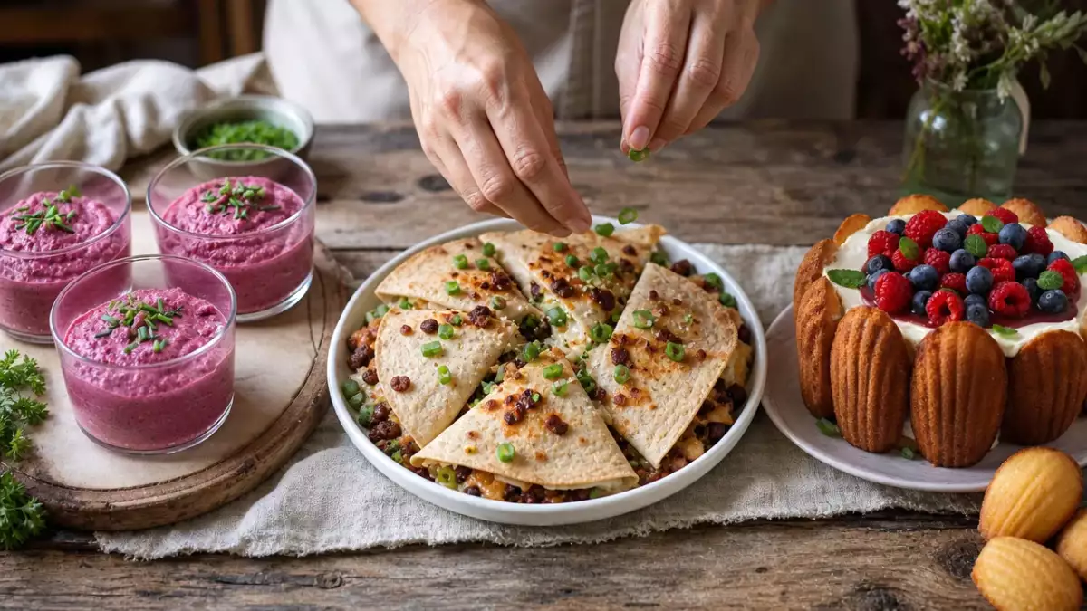 Menu do dia, 22 de setembro: Mousse de beterraba, Quesadilha picante e Charlotte de frutas vermelhas