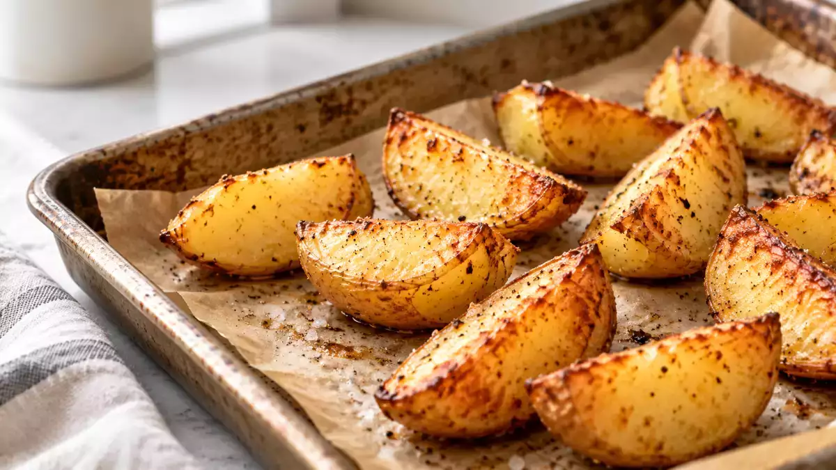 Batatas assadas no forno moles e sem crosta? O erro que estraga o dourado e o passo simples a ser feito antes de levá-las ao forno para que fiquem crocantes por fora e macias por dentro
