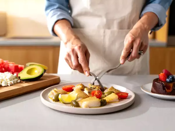 Menu diário, 20 de julho: salada refrescante, bacalhau na air fryer e bolo de chocolate proteico