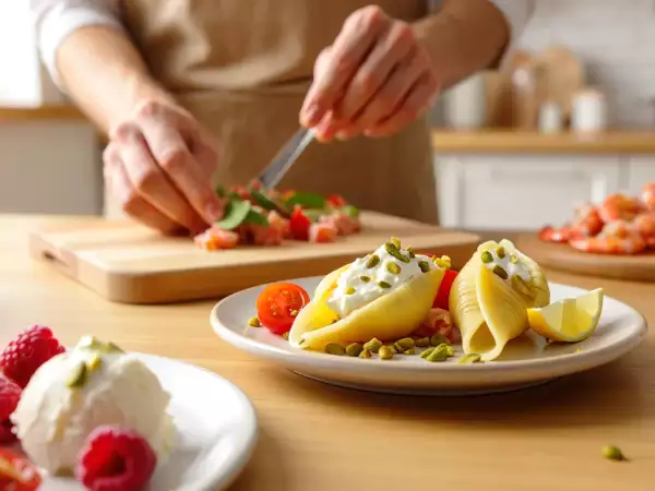 Menu do dia, 29 de julho: salada de camarão, conchiglioni recheados e gelado de iogurte