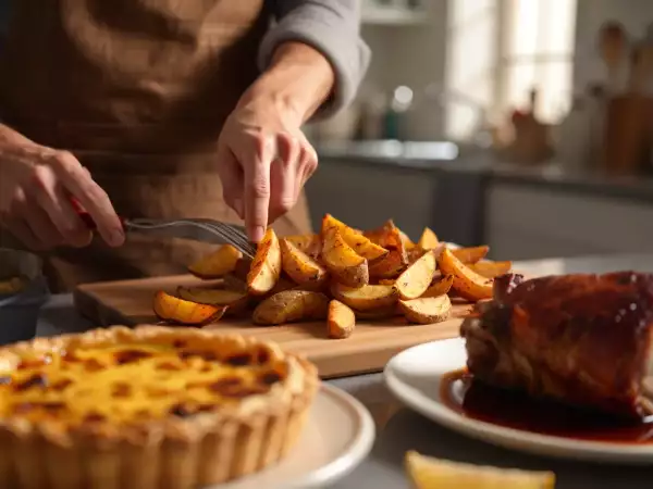 Menu diário, 8 de agosto: batatas fritas ao forno, pernil de porco assado e tarte de pastel de nata