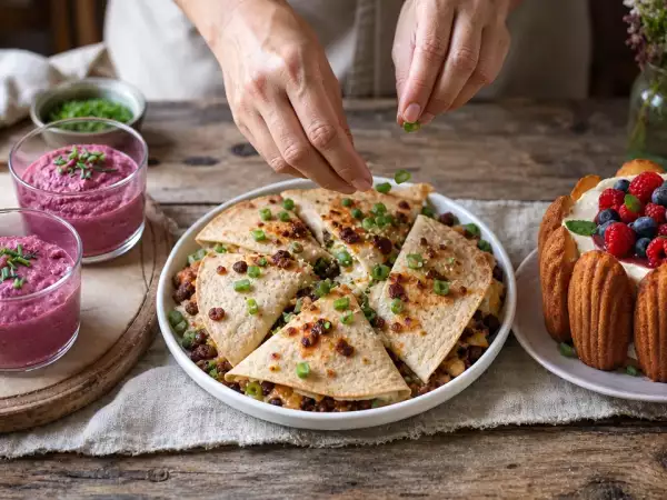 Menu do dia, 22 de setembro: Mousse de beterraba, Quesadilha picante e Charlotte de frutas vermelhas