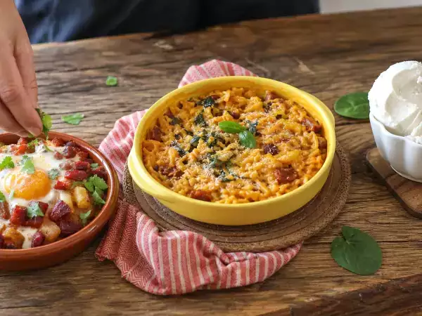 Menu diário, 12 de outubro: ovos flamencos, orzo com chouriço e sorvete de coco