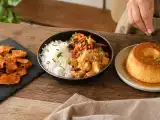 Artigos: Menu do dia, 16 de outubro: chips de abóbora, tofu General Tao e pudim de leite condensado