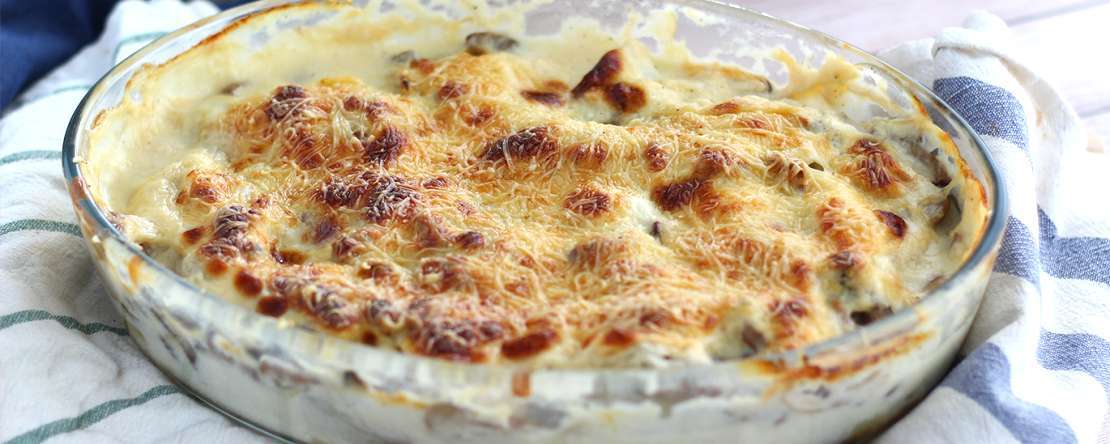 Peixe Gratinado com bechamel e queijo