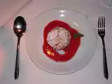 Receita Custard de maçã com coulis de morango