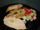 Receita Folhados de espargos, queijo e sementes de linhaça e papoila / bifes de perú e cogumelos