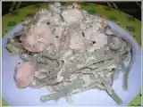 Receita Linguine al pesto com salmão, atum, camarão e molho de natas