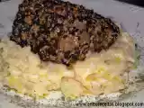 Receita Atum na crosta de gergelim com risoto de alho e queijo