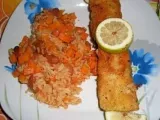 Receita Solha frita com arroz de cenoura e feijão manteiga