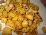 Receita Fritada de frango com batata rissolé e castanhas, aromatizada de coentros...