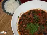 Receita .: chilli com sobras de carne e pimento vermelho