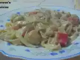 Receita Fettuccine à carbonara com cogumelos, delícias e manjericão