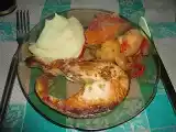 Receita Salmão grelhado com legumes estufados e puré de batata