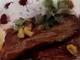 Receita Bife de novilho com arroz de passas