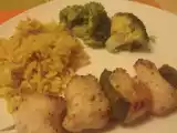 Receita Espetadas de peixe gato com arroz de açafrão
