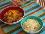 Receita Entrecosto frito com cogumelos, cenoura e cebola
