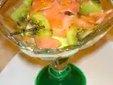 Receita Entrada de abacate, salmão e kiwi (isa)