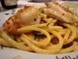 Receita Bucatini suculento com camarões grelhados