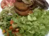 Receita Alcatra fatiada c/cebola frita, beringela empanada e salada