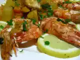 Receita Camarões no forno com batatinhas e cenouras