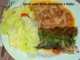 Receita Goraz com arroz malandro de tomate e feijão vermelho