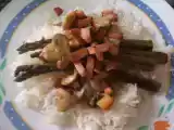 Receita Arroz basmati com espargos, bacon e cogumelos