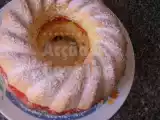 Receita Bolo de fécula de batata com recheio de geleia de morango e um agradecimento....