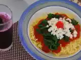 Receita Macarrão coam molho de tomate cereja com bacon.