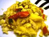 Receita Tofu mexido com cogumelos e pimento vermelho
