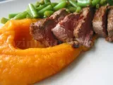 Receita Filet mignon com puré de cenoura e feijão verde