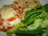 Receita Risoto de tomate seco, frango e rúcula com filé a parmegiana