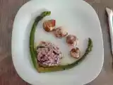 Receita Vieiras com espargos e molho de cebola roxa