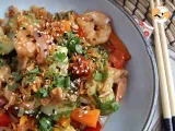 Receita Wok de legumes e camarões