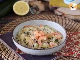 Salada de arroz com camarão, curgete e gengibre