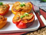 Receita Pimentões recheados vegetarianos com mussarela e legumes