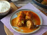 Receita Rolinhos de couve-lombarda recheados com carne de porco e molho de mel e gochujang